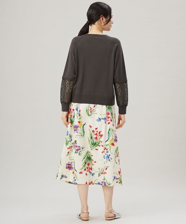 自由区 【洗える】レースコンビ ニット スレート