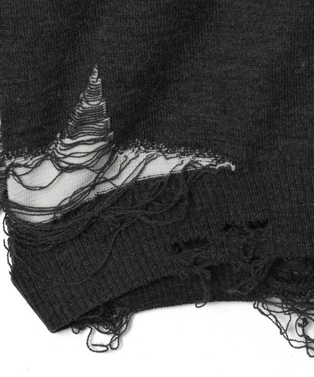 WEGO 【ユニセックス着用ITEM】ダメージジャガードニットプルオーバー スミクロ