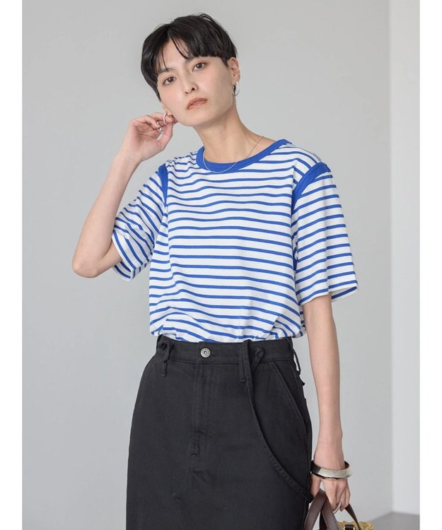 AMERICAN HOLIC バイカラーボーダーカットプルオーバー Border Blue