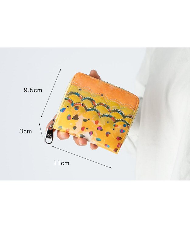 tsumori chisato CARRY カラフルレオパード ラウンドファスナー 2つ折り財布 イエロー