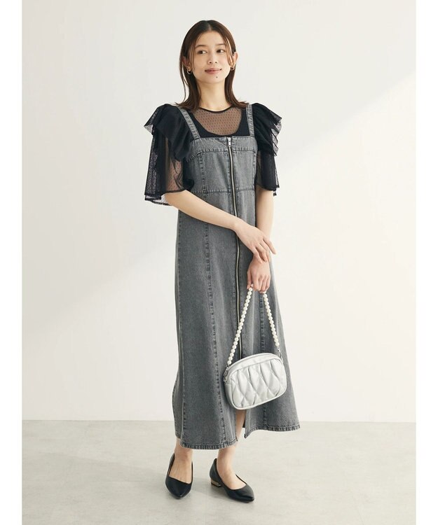 Green Parks ・ＥＬＥＮＣＡＲＥ　ＤＵＥ　デニム　Ｗ　ＺＩＰジャンスカ Black