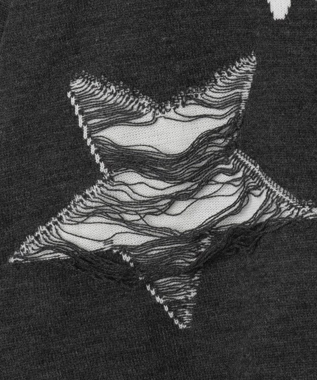 WEGO 【ユニセックス着用ITEM】ダメージジャガードニットプルオーバー スミクロ