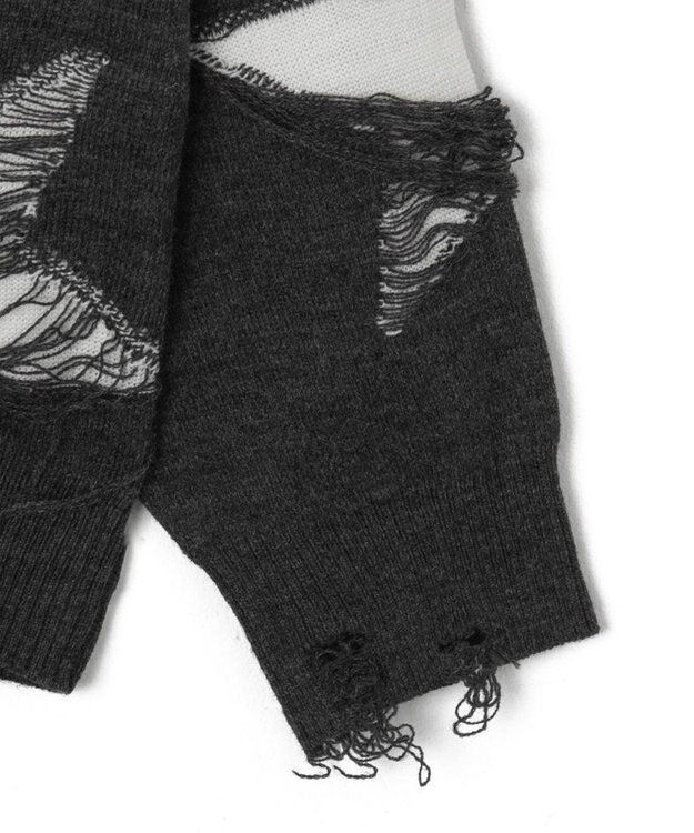 WEGO 【ユニセックス着用ITEM】ダメージジャガードニットプルオーバー スミクロ