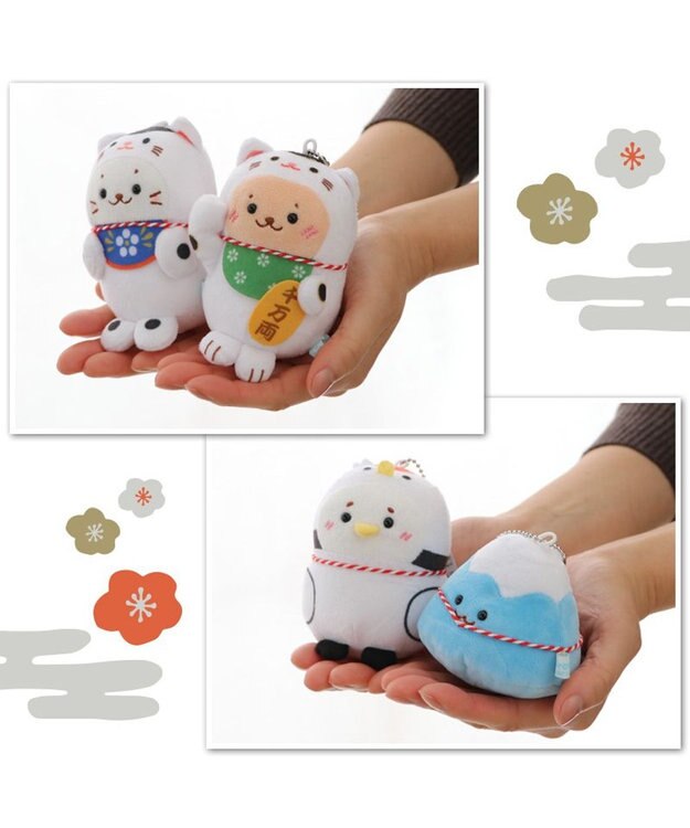 Mother garden しろたん 縁起物キーホルダー 《招き猫らっこいぬ》 単品 招き猫らっこいぬ