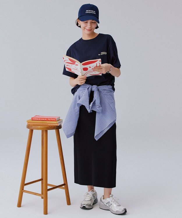 UNFILO スゴ機能美ニット Iラインスカート ブラック