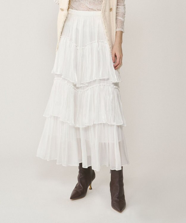 GRACE CONTINENTAL イレギュラーティアードスカート ホワイト