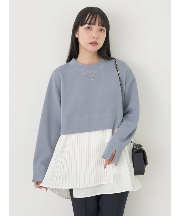 earth music&ecology プリーツヘムドッキングチュニック Blue Gray