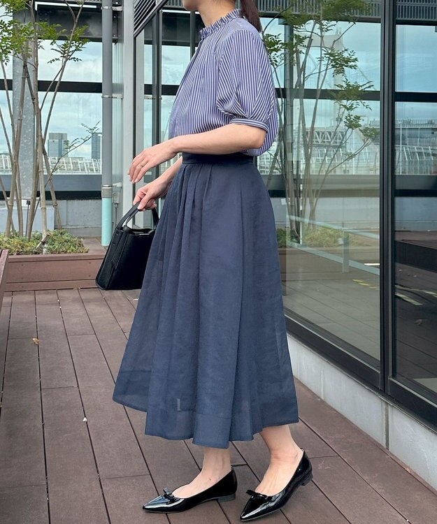 組曲 S 【WEB限定】シアーボイルタックフレア スカート ネイビー系