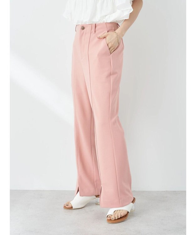 earth music&ecology カットツイルスリットセミフレアパンツ Pink