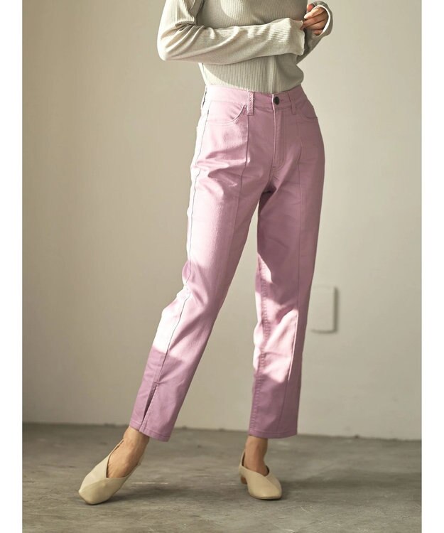 Green Parks ＧＵＭストレッチカラースリムストレートパンツ Pink