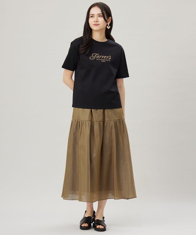 自由区 【洗える】ブライトシアーシャンブレー スカート ブロンズ