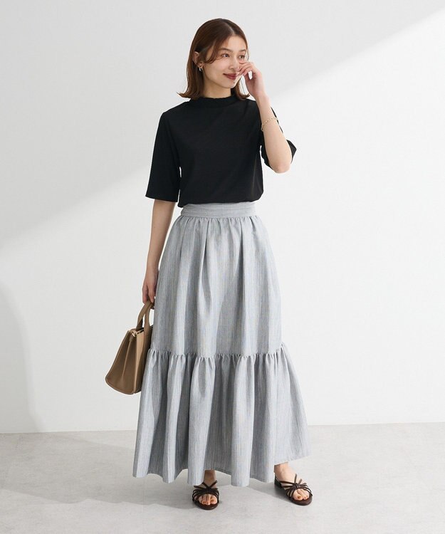 Green Parks ・Ｐｅｔｉｔ　Ｆｌｅｕｒ　５分袖メロウリブＴＥＥ Charcoal Gray