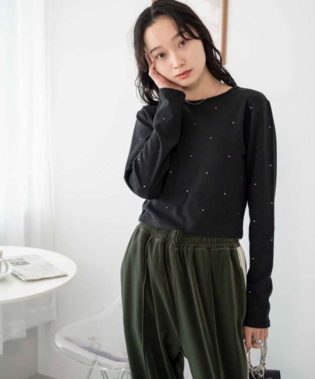 WEGO ラインストーンドットロンT ブラック