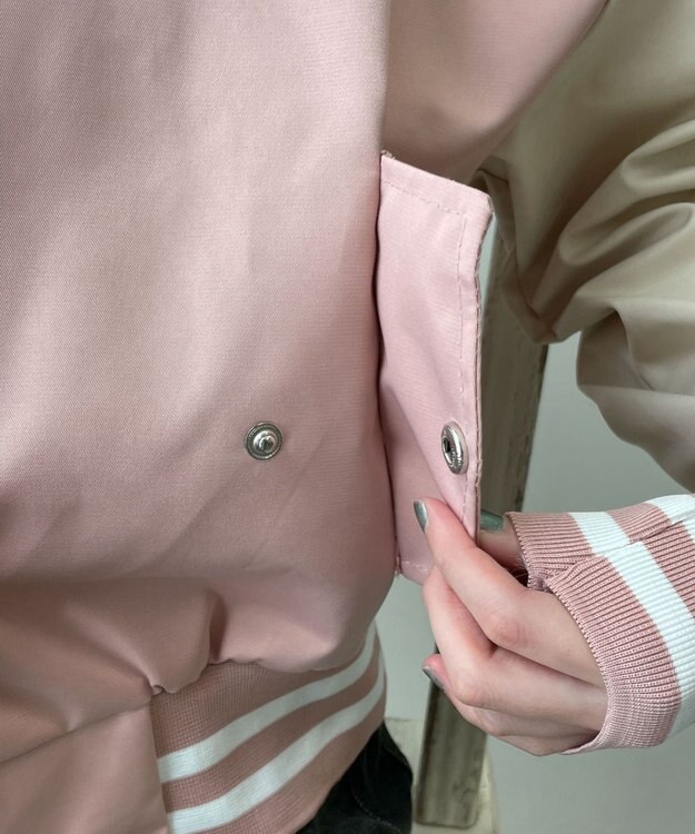 WEGO 配色デザインブルゾン ブラック