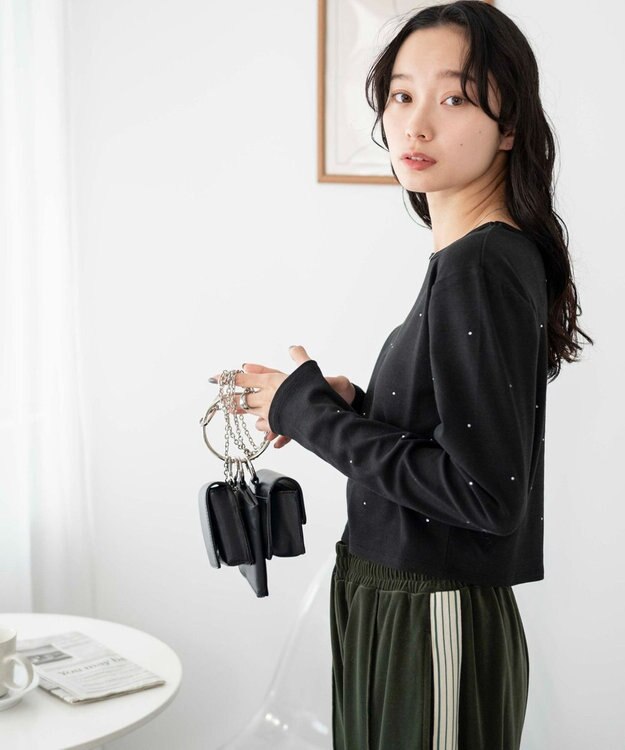 WEGO ラインストーンドットロンT ブラック