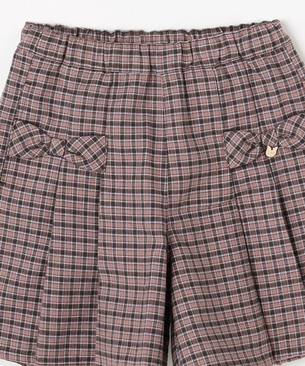 ANY KIDS チェック柄 ショートパンツ ブラウン×チェック