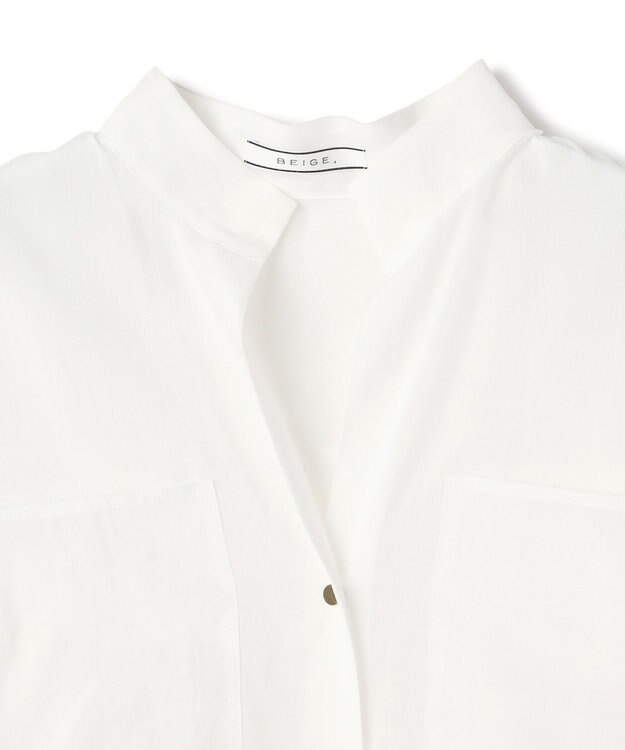 BEIGE， PAULINE / リネンヴィスコースオーバーサイズロングシャツ White