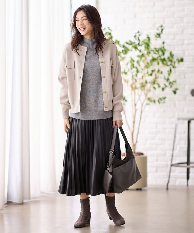 ANY 【洗濯機可】スウェットライクカーディガン オイスター