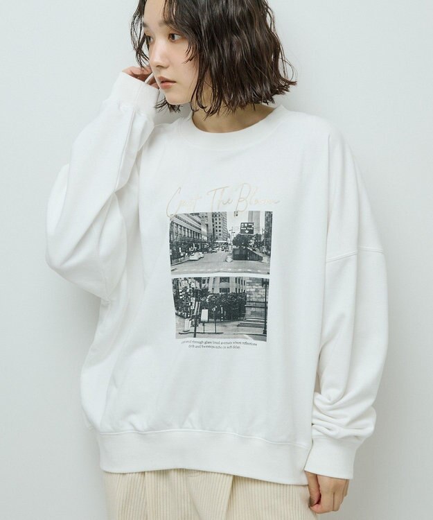 Green Parks オーバーサイズロゴ裏毛プルオーバー Off White