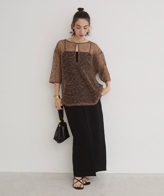 WEGO 【ANGIE VINTAGE】メッシュスキッパープルオーバー ブラウン