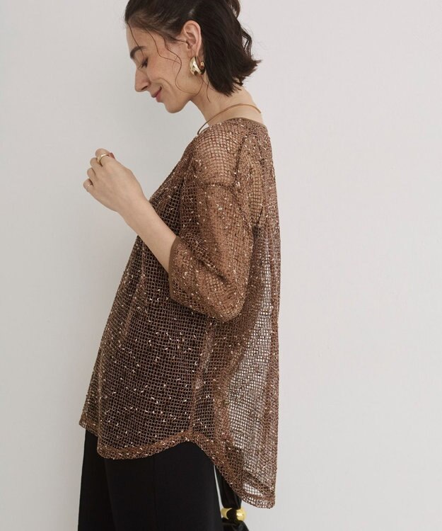 WEGO 【ANGIE VINTAGE】メッシュスキッパープルオーバー ブラウン
