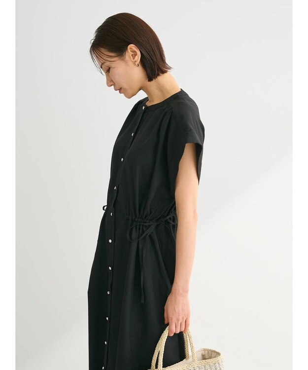 Green Parks ・ＥＬＥＮＣＡＲＥ　ＤＵＥリネンライクドロストワンピース Black