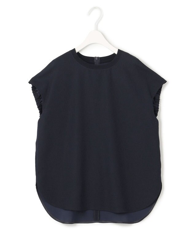 ICB 【洗える】FluidBackSatin ラウンドヘムプルオーバー ネイビー系