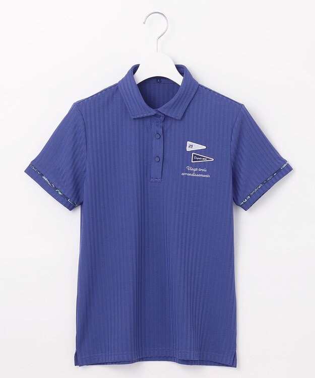 23区GOLF 【WOMEN】【吸水速乾/UVカット】サッカーポロシャツ ダルブルー系