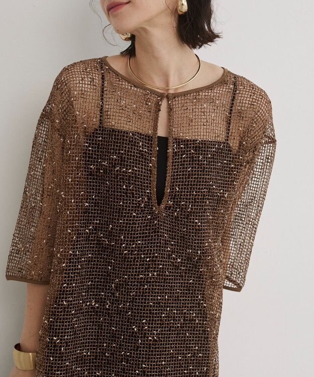 WEGO 【ANGIE VINTAGE】メッシュスキッパープルオーバー ブラウン
