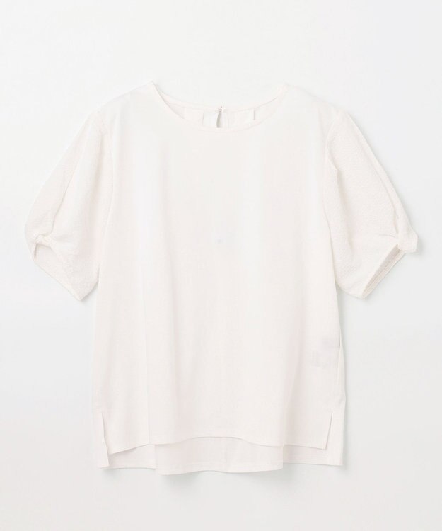 ANY L 【吸水速乾/UVケア】ミニサッカーコンビ袖ボリュームカットソー オフ