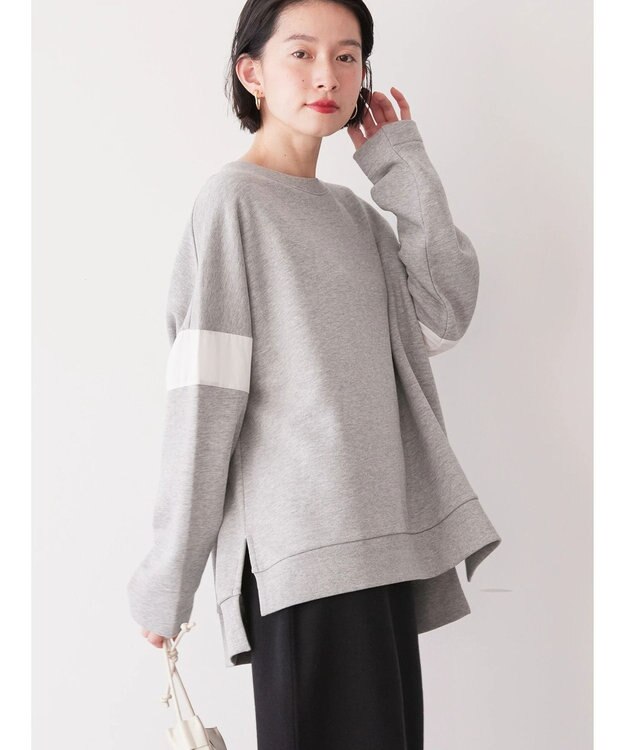 AMERICAN HOLIC 異素材ショルダー切り替えスウェット2 Light Gray Mixture