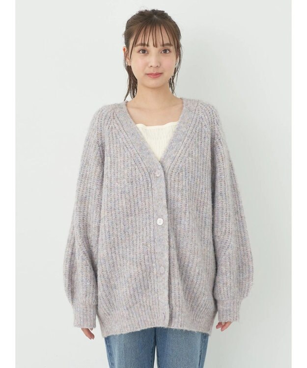 earth music&ecology フワフワＭＩＸヤーンカーディガン Lavender