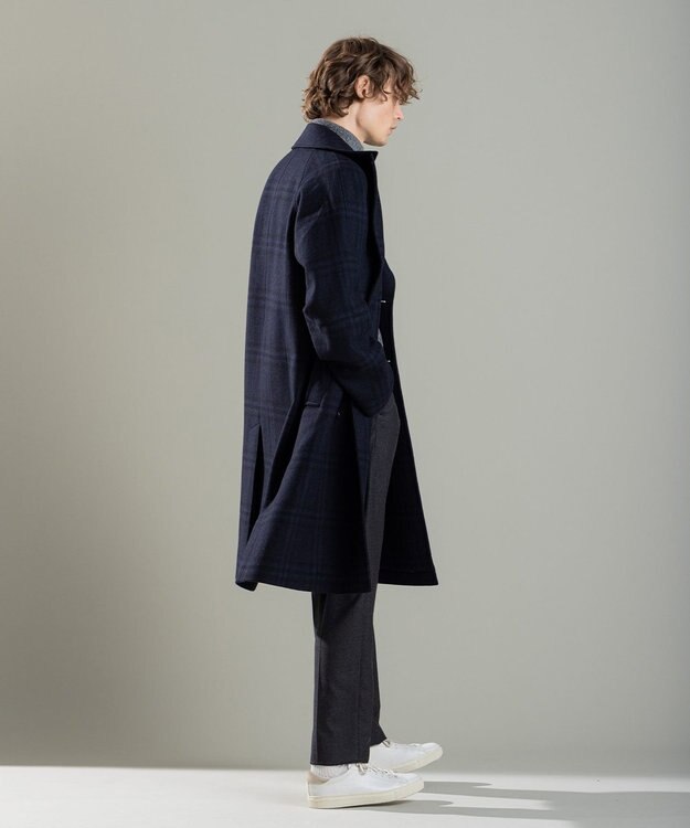 JOSEPH HOMME PLAID MELTON COAT ネイビー系3