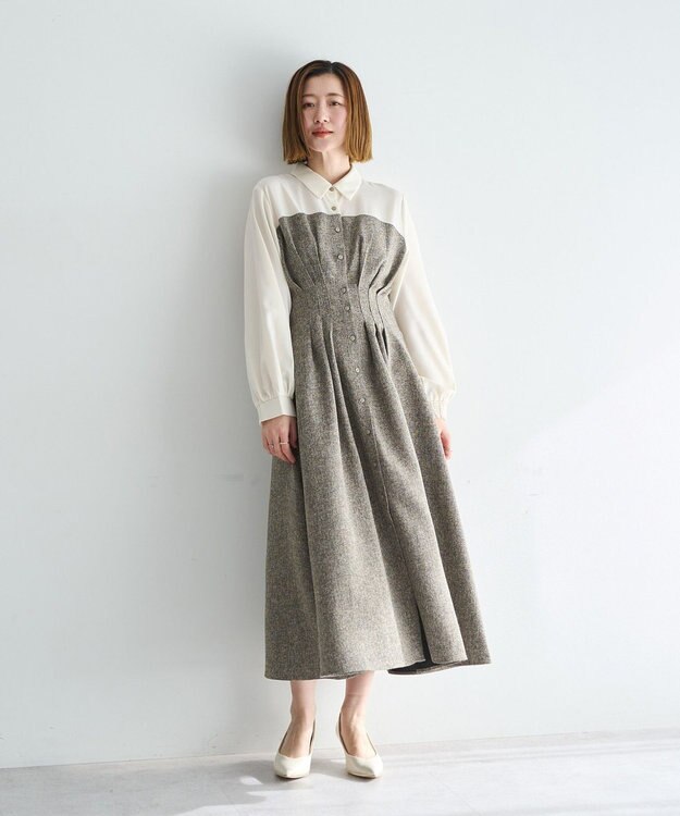 YECCA VECCA ベアドッキングワンピース Brown