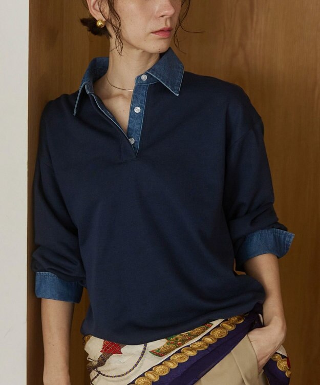 WEGO 【ANGIE VINTAGE】デニム襟スウェット ネイビー