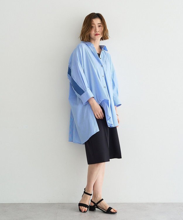 YECCA VECCA リブMIXストライプオーバーシャツ Stripe