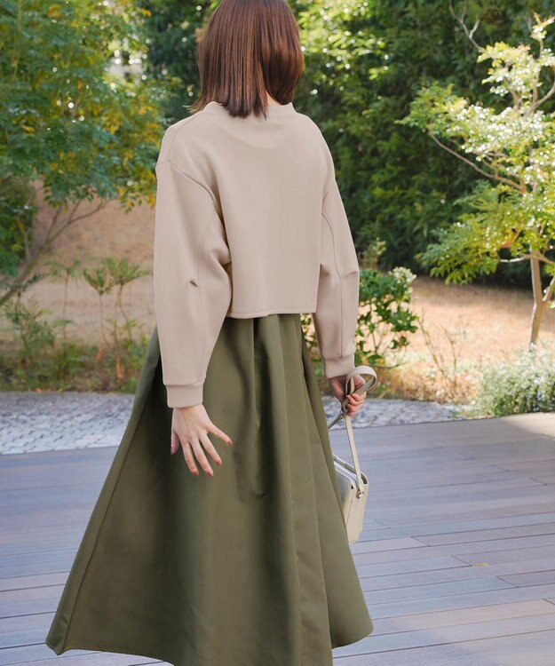 Tiaclasse 【2点セット・洗える】 ハーフジッププルオーバー＆ワンピース ベージュ