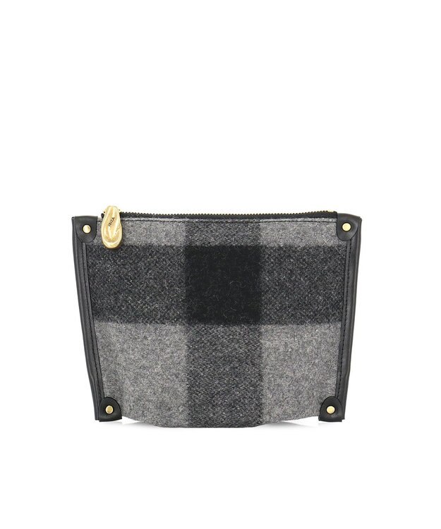 IBIZA プエブロ　ウール/牛革　ポーチ グレー