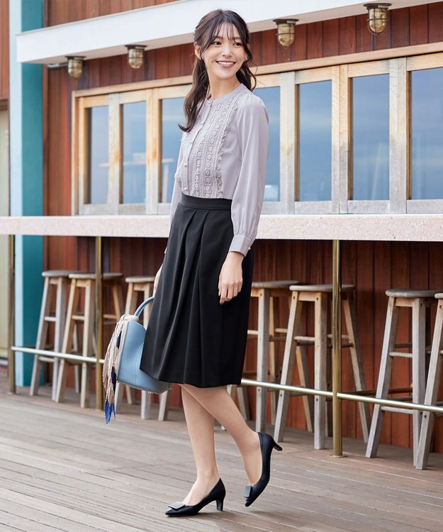 Tiaclasse L 【新色追加】レースブラウス ライトグレー