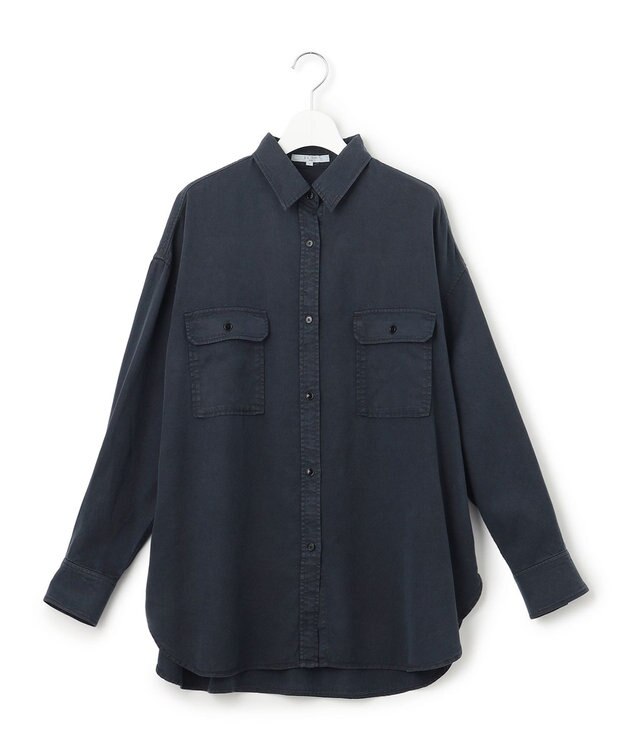 23区 L 【SLOW/一部店舗限定】ガーメントツイル 2WAY シャツ ネイビー系