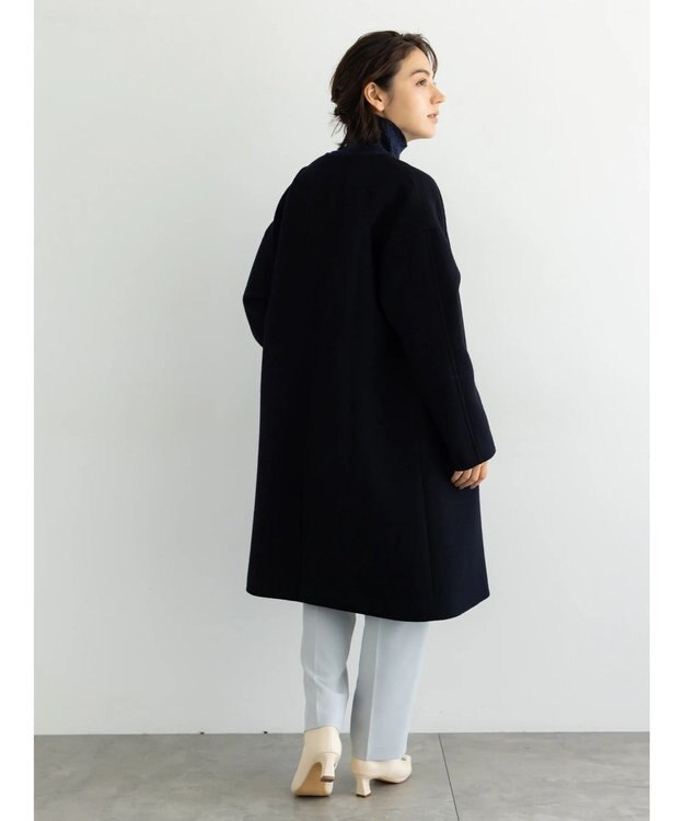 Te chichi ウールメルトンノーカラーロングコート《2025winter catalog item》 ネイビー