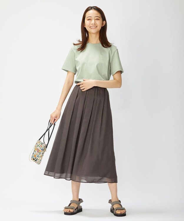 J.PRESS LADIES 【洗える】ブライトスパンボイルAタック スカート ダークブラウン系