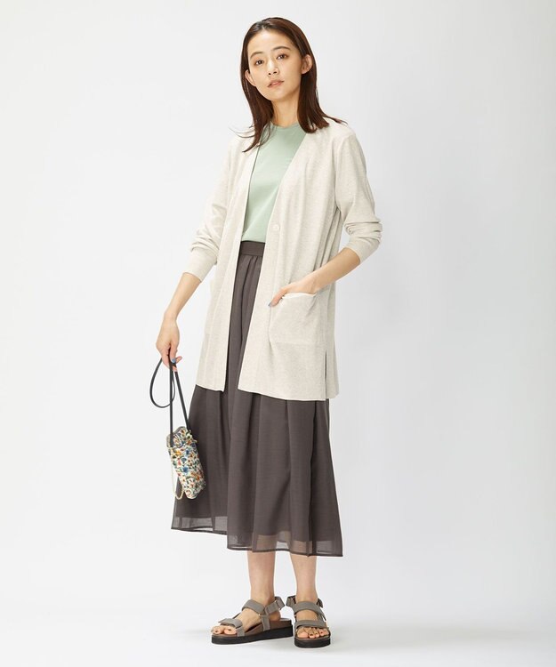 J.PRESS LADIES 【洗える】ブライトスパンボイルAタック スカート ダークブラウン系