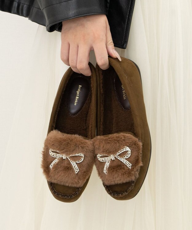 Bridget Birkin 【Bridget Birkin】キラキラリボンムートンシューズ オークスウェード