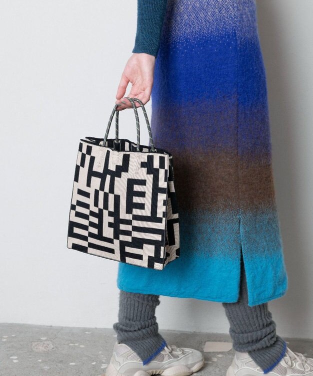 TRICOTE MOSAIC PATTERN PAPER BAG／モザイク柄ペーパーバッグ 99BLACK