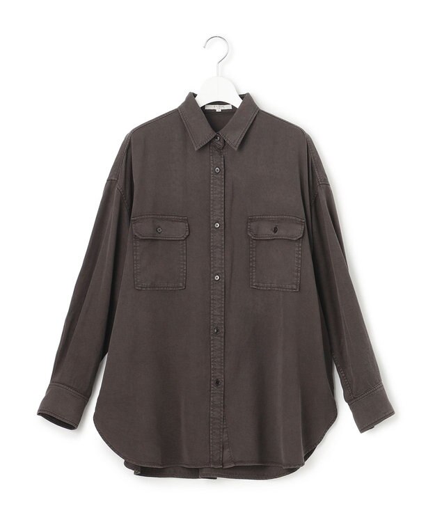 23区 L 【SLOW/一部店舗限定】ガーメントツイル 2WAY シャツ ダークブラウン系