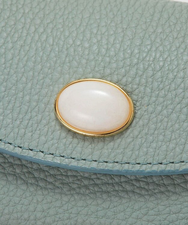 TOPKAPI 【TOPKAPI】gemdrops ジェムドロップ ミニエンボスレザー 天然石 三つ折り 財布 ミントグリーン