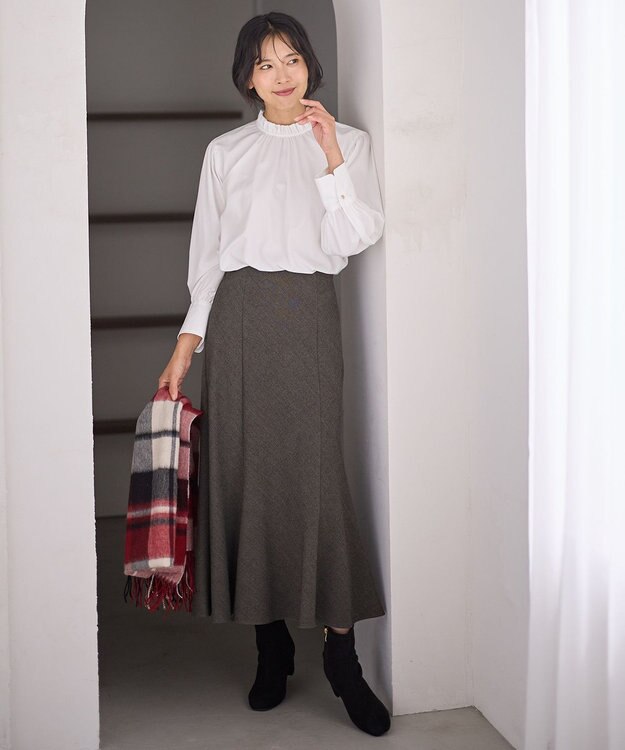 ANY 【ウエストゴム】ライトツイードマーメーイドスカート モカ