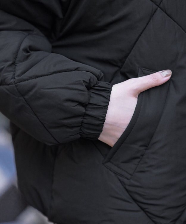 Tiaclasse スタンドネックキルティング中綿ジャケット ブラック