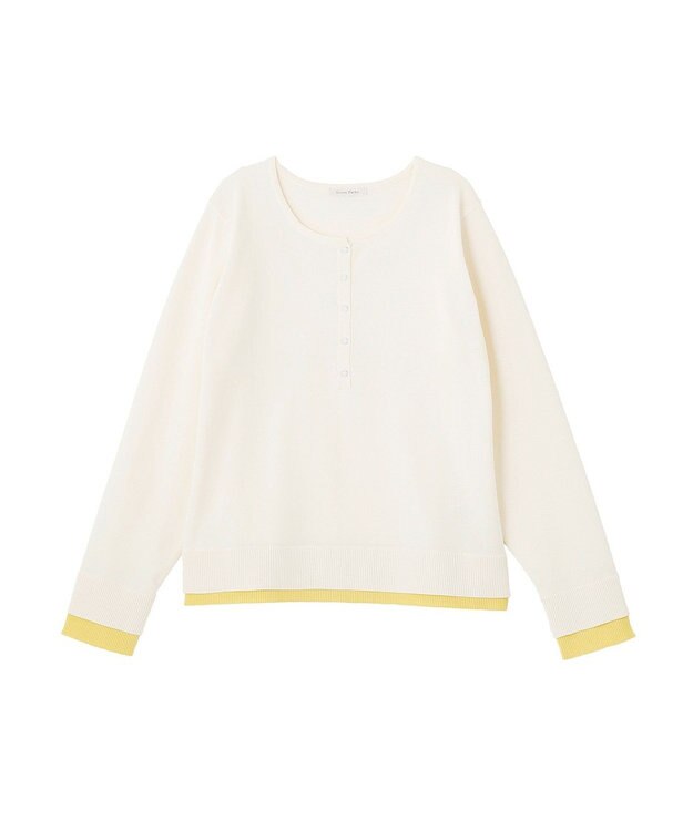 Green Parks ヘンリーネックレイヤードニットプルオーバー White